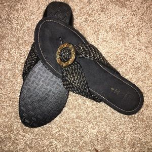 Ladies Sandals Italian Shoemakers BLACK Size 9 EUC